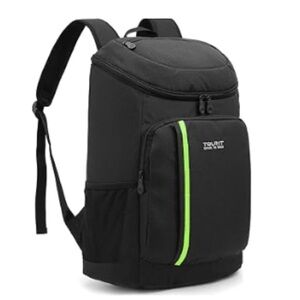 Cooler backpack Black with Green Accent travel party holds 30 cans great gift